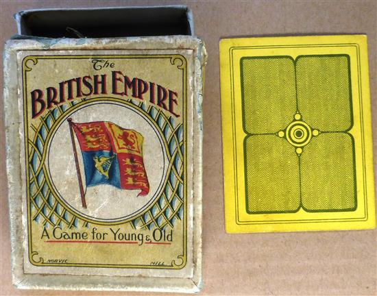 An early 20th Century Card Game of THE BRITISH EMPIRE by Norvic Mill, Norwich. 56 cards complete and with Rules in original box.